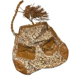 Large Vintage Bebe textile and leather purse